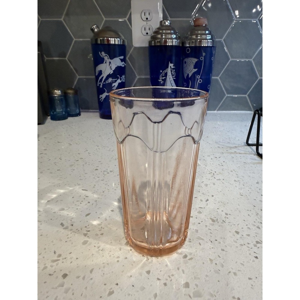 Anchor Hocking Colonial Knife Fork Pink 5" Flat 11oz Tumbler Depression Glass